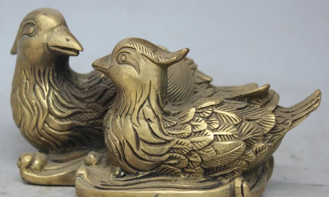 Chinese Folk Brass 2 aix galericulata Bird Mandarin Duck Lovers Statue Sculpture S0705 B0403
Chinese Folk Brass 2 aix galericulata Bird Mandarin Duck Lovers Statue Sculpture S0705 B0403