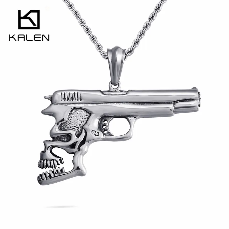 KALEN Hip Hop Pistol Shaped Pendant Necklace For Men Stainless Steel Silver Gun Pattern Chain Necklace Pub Rocker Jewelry
KALEN Hip Hop Pistol Shaped Pendant Necklace For Men Stainless Steel Silver Gun Pattern Chain Necklace Pub Rocker Jewelry