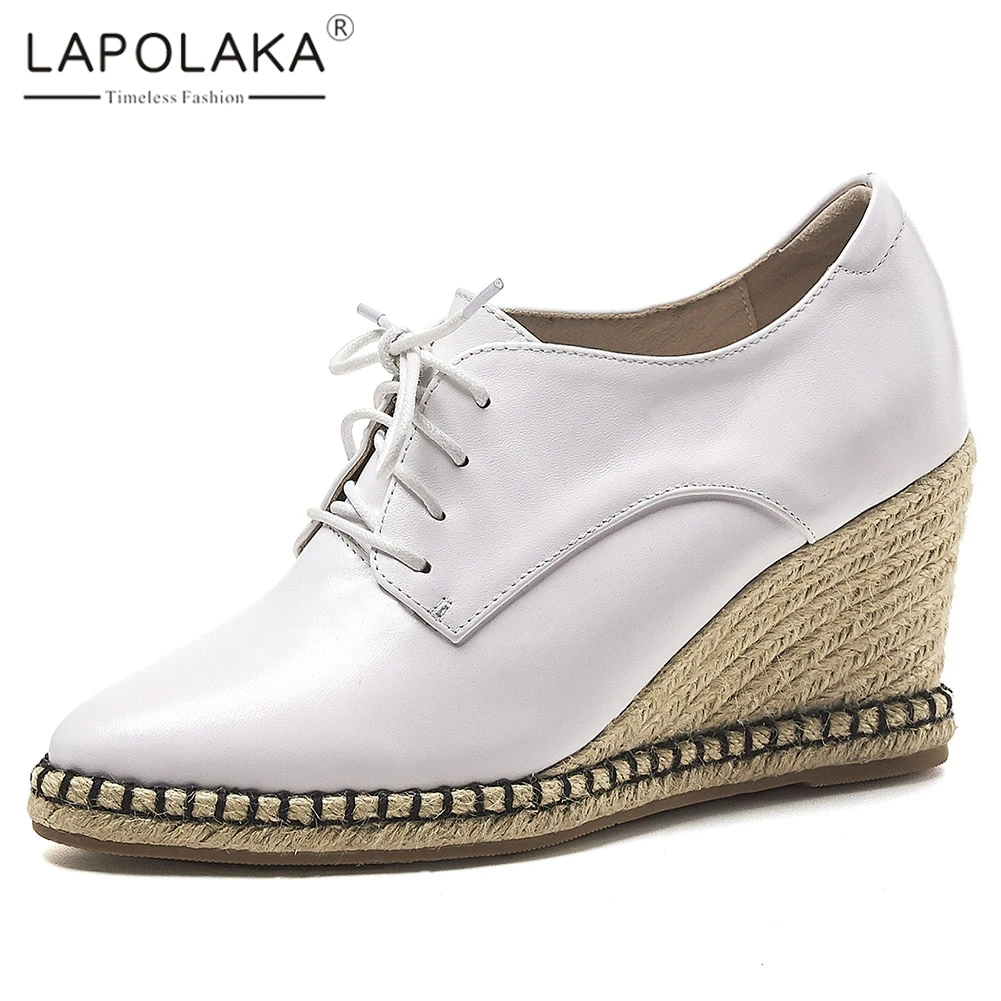 Lapolaka Hot Sale Genuine Cow Leather Pumps Wedges Shoes Woman Spring Autumn Casual Lace Up Footwear women's Shoes Woman
Lapolaka Hot Sale Genuine Cow Leather Pumps Wedges Shoes Woman Spring Autumn Casual Lace Up Footwear women's Shoes Woman