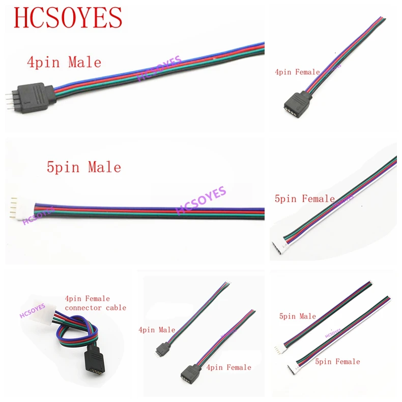 5pcs 4pin 5Pin LED Cable Male Female Connector Adapter Wire For 5050 3528 SMD RGB RGBW led strip light RGB RGBW LED Controller
5pcs 4pin 5Pin LED Cable Male Female Connector Adapter Wire For 5050 3528 SMD RGB RGBW led strip light RGB RGBW LED Controller