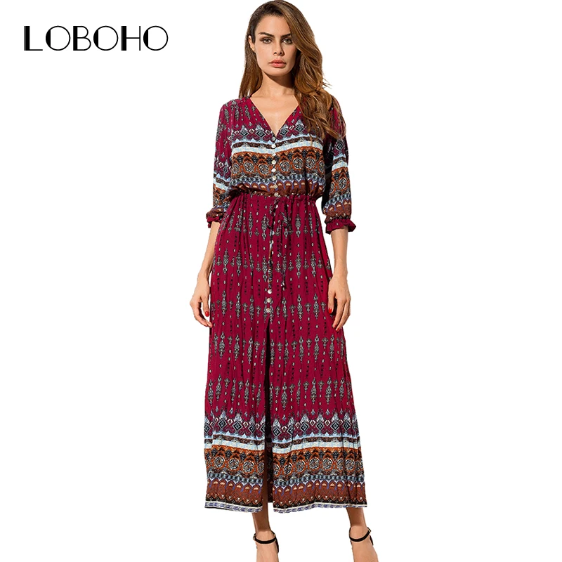 Boho Style Maxi Dress Summer 2018 Fashion Holiday Printed Long Dresses Women Open Slit Buttons Bohemian Dress With Half Sleeve
Boho Style Maxi Dress Summer 2018 Fashion Holiday Printed Long Dresses Women Open Slit Buttons Bohemian Dress With Half Sleeve