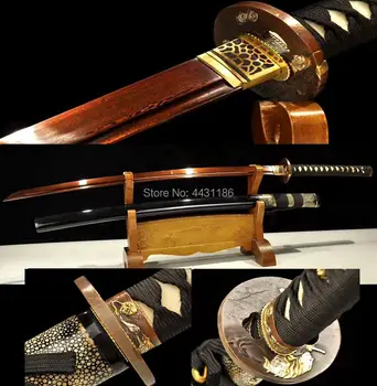 FULL TANG BLACK&RED FOLDED DAMASCUS STEEL/COPPER KNIFE FITTED//FISH SKIN+HARD WOOD SCABBARD JAPANESE SAMURAI SWORD KATANA
FULL TANG BLACK&RED FOLDED DAMASCUS STEEL/COPPER KNIFE FITTED//FISH SKIN+HARD WOOD SCABBARD JAPANESE SAMURAI SWORD KATANA
