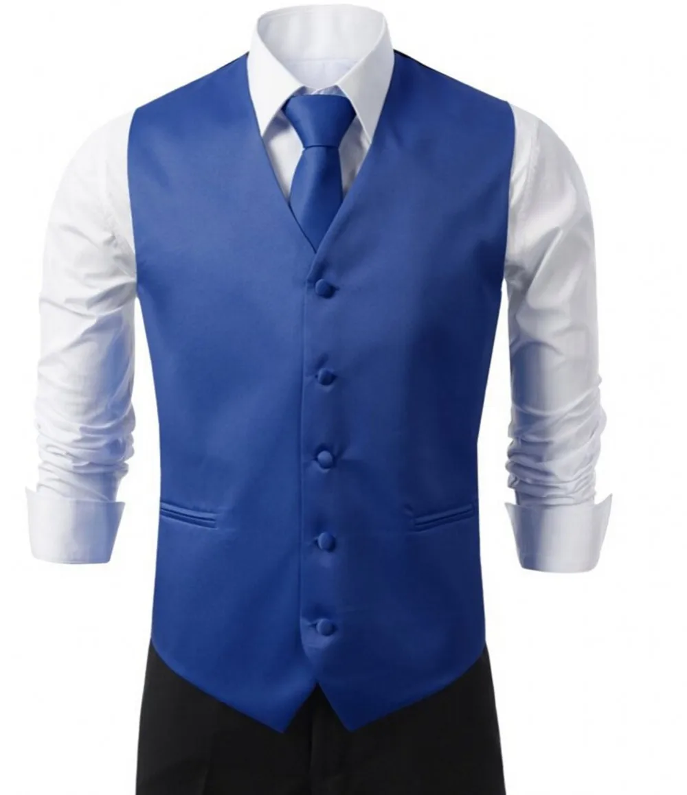 Image Custom made royal blue Formal Men s Waistcoat Groom Tuxedos Wear Bridegroom Vests Casual Slim Vest