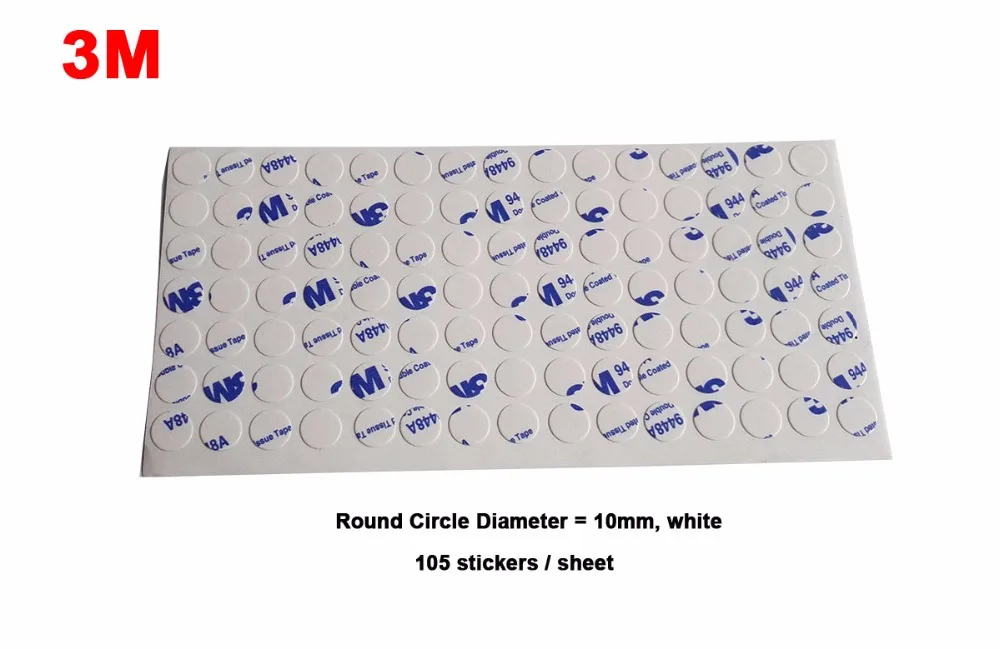 Original 3M 9448 White Strong Sticky Double Sided Glue Sticker for iphone Cell Phone Button 10MM Circle 105 stickers/sheet
Original 3M 9448 White Strong Sticky Double Sided Glue Sticker for iphone Cell Phone Button 10MM Circle 105 stickers/sheet