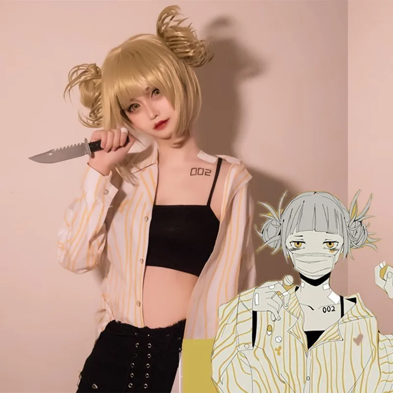 My Boku No Hero Academia Akademia Himiko Toga cosplay costume Short Light Blonde Ponytails Heat Resistant Suit Wig tops Tooth
My Boku No Hero Academia Akademia Himiko Toga cosplay costume Short Light Blonde Ponytails Heat Resistant Suit Wig tops Tooth