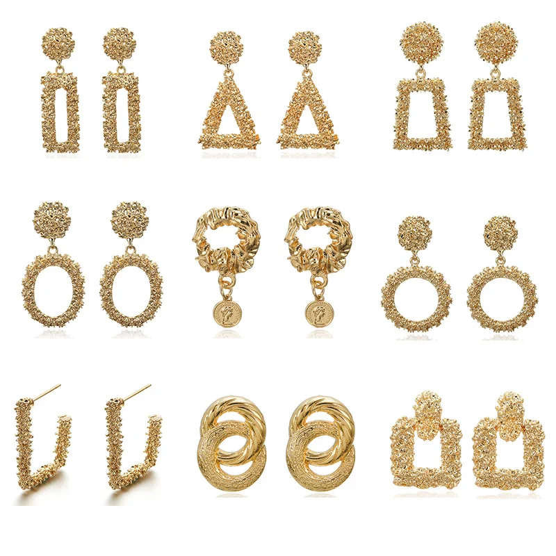 Vintage earrings large for women statement earrings geometric golden color metal pendant earrings trend 2019 fashion Jewelry
Vintage earrings large for women statement earrings geometric golden color metal pendant earrings trend 2019 fashion Jewelry