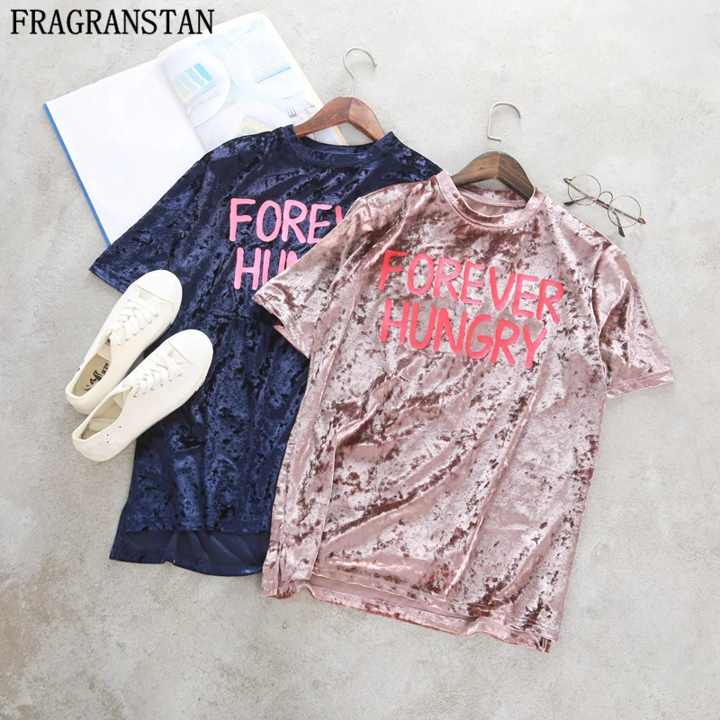 2019 Women Summer Velour Short Sleeve T-shirt Casual Loose Student Tops Female New Fashion Plus Size Letter Printed Tshirts Y457
2019 Women Summer Velour Short Sleeve T-shirt Casual Loose Student Tops Female New Fashion Plus Size Letter Printed Tshirts Y457