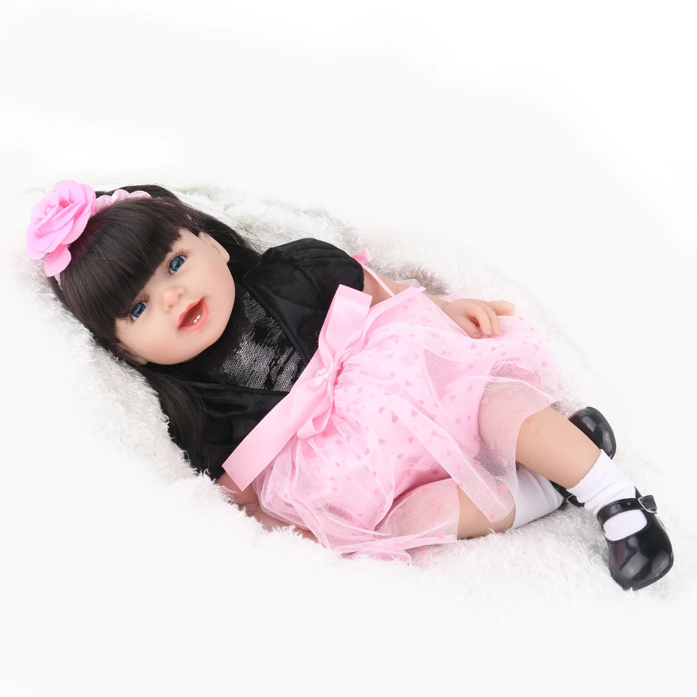 Силиконовые куклы Bebe reborn кукла принцессы в розовой юбке настоящие голубые глаза