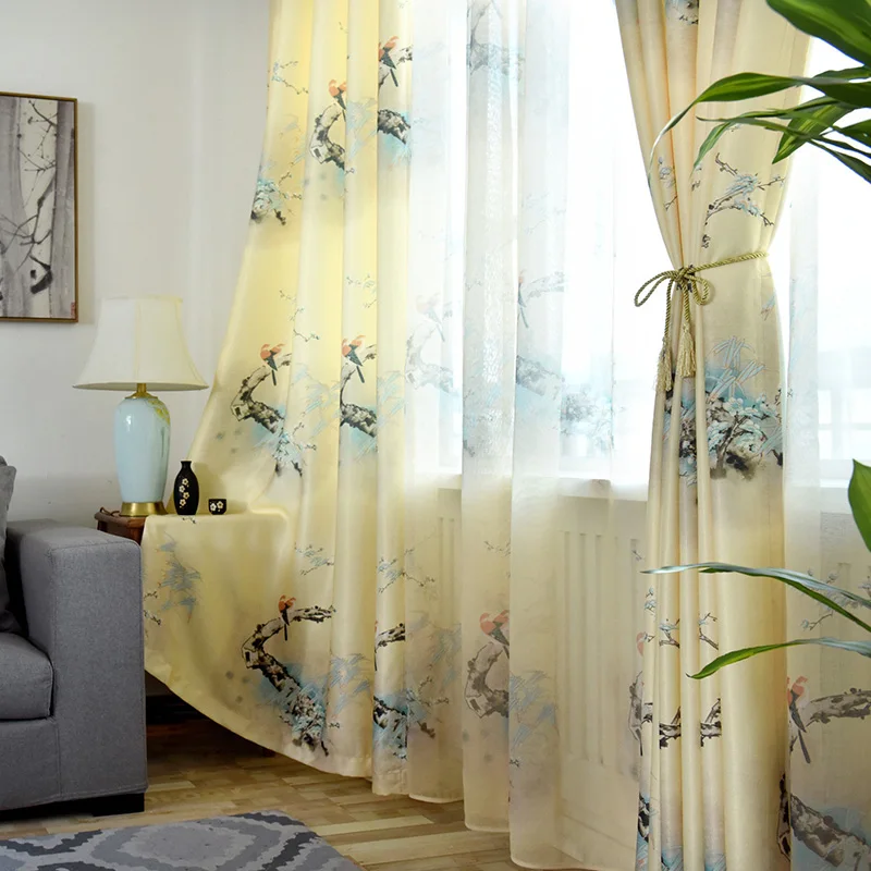 Chinese-style Bird Printing Cotton Linen Curtains for Bedroom Living Room Window Tulle Kitchen Finished Specials New Products
Chinese-style Bird Printing Cotton Linen Curtains for Bedroom Living Room Window Tulle Kitchen Finished Specials New Products