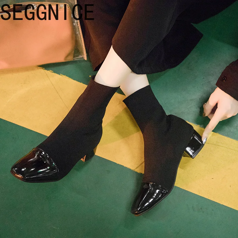 SEGGNICE Sock Boots Women High Heels Ankle Knitting Stretch Shoes Fashion 2019 Shoes For Women Slip-on Booties Spring Winter
SEGGNICE Sock Boots Women High Heels Ankle Knitting Stretch Shoes Fashion 2019 Shoes For Women Slip-on Booties Spring Winter