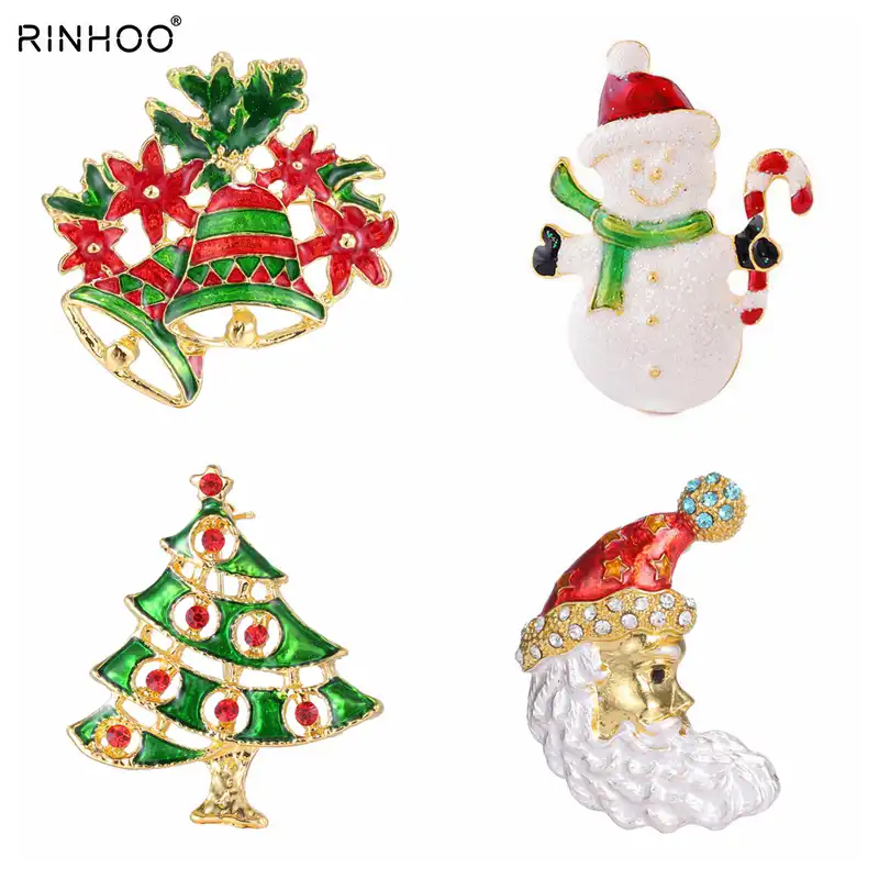2019 metal cartoon cute merry christmas pins brooches enamel