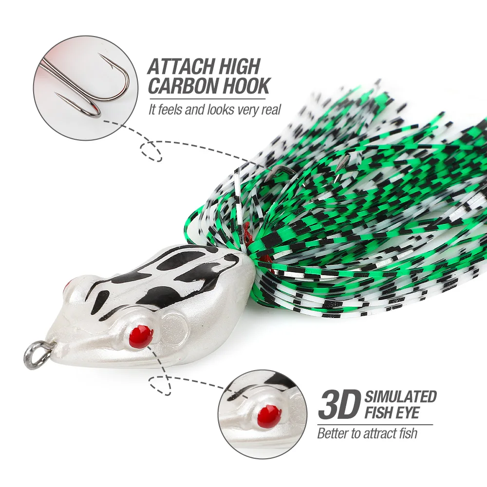 DONQL 4pcsSet 10g Fishing Lure Frog soft Silicone Artificial Bait Topwater Fishing Frog Kit Double Hooks Fish Lures Tackle 001 (2)