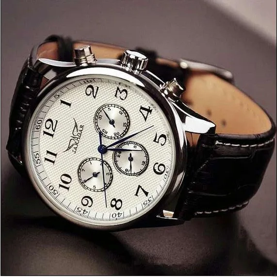 New Fashion JARAGAR Automatic Mechanical Self-Wind Sport Thin Case Calendar 24Hour Week Dial Real Leather Strap Men Wrist Watch
New Fashion JARAGAR Automatic Mechanical Self-Wind Sport Thin Case Calendar 24Hour Week Dial Real Leather Strap Men Wrist Watch