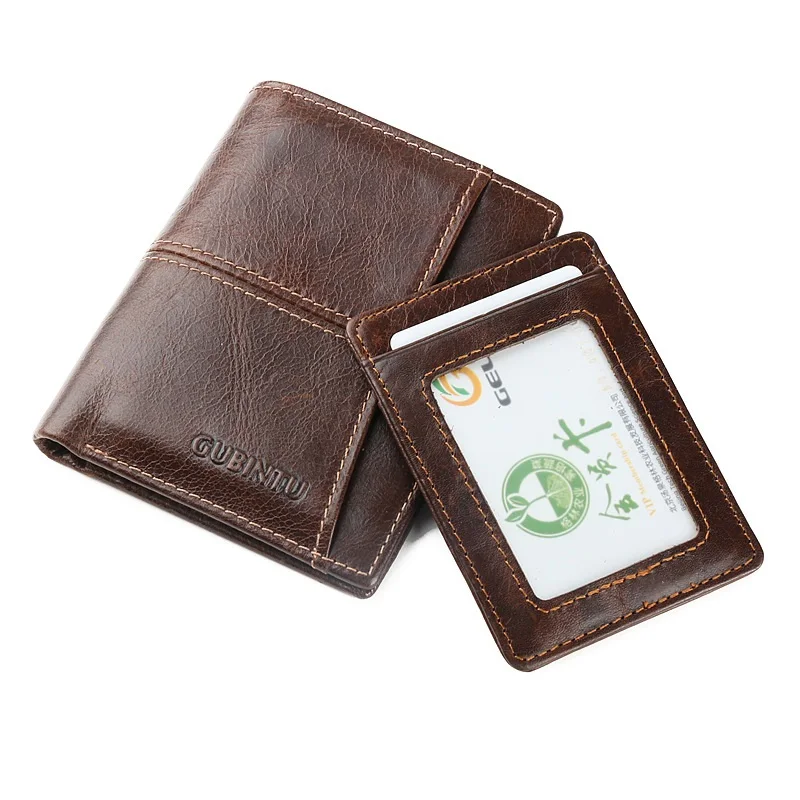 Фото Мужской бумажник. Складной Короткий кошелек из натуральной кожи (коровья кожа) со
