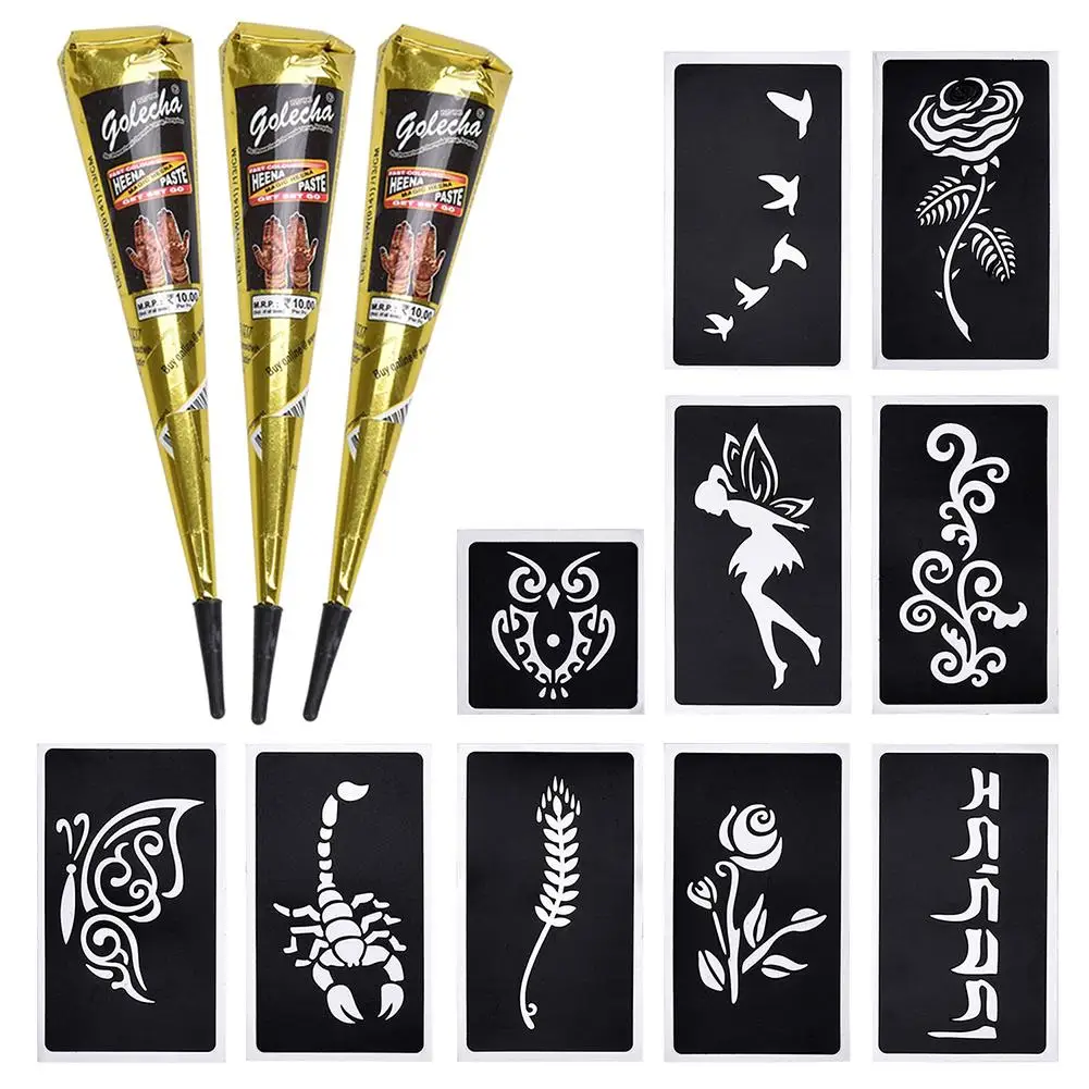 Temporary Tattoos Cream Black Tattoo Hand Painting 3Pcs And 10Pcs Template Finger Body Cream Painting DIY Temporary Drawing
Temporary Tattoos Cream Black Tattoo Hand Painting 3Pcs And 10Pcs Template Finger Body Cream Painting DIY Temporary Drawing