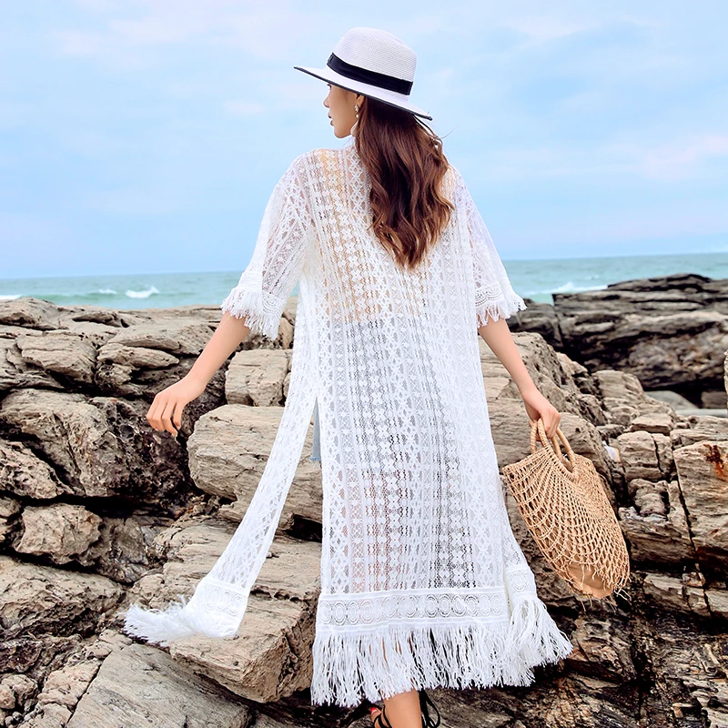 Casual jacket Long Lace Summer Crochet White Lace Blouse Women Tops Fashion Sexy Hollow Out Knitted Cardigan Chemise Femme 592J3
Casual jacket Long Lace Summer Crochet White Lace Blouse Women Tops Fashion Sexy Hollow Out Knitted Cardigan Chemise Femme 592J3