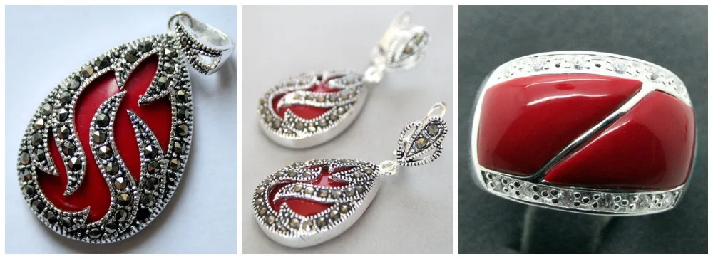 Perfect matched Red Carved Lacquer Marcasite 925 Sterling Silver Ring(#7-10) Earrings & Pandent jewelry sets
Perfect matched Red Carved Lacquer Marcasite 925 Sterling Silver Ring(#7-10) Earrings & Pandent jewelry sets