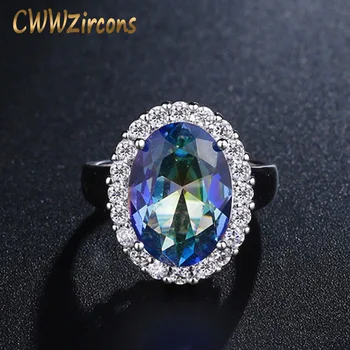 CWWZircons Top Quality Big Oval Cut Light Blue Mystical Rainbow Fire Crystal Wedding Band Ring Jewelry For Women R100
CWWZircons Top Quality Big Oval Cut Light Blue Mystical Rainbow Fire Crystal Wedding Band Ring Jewelry For Women R100