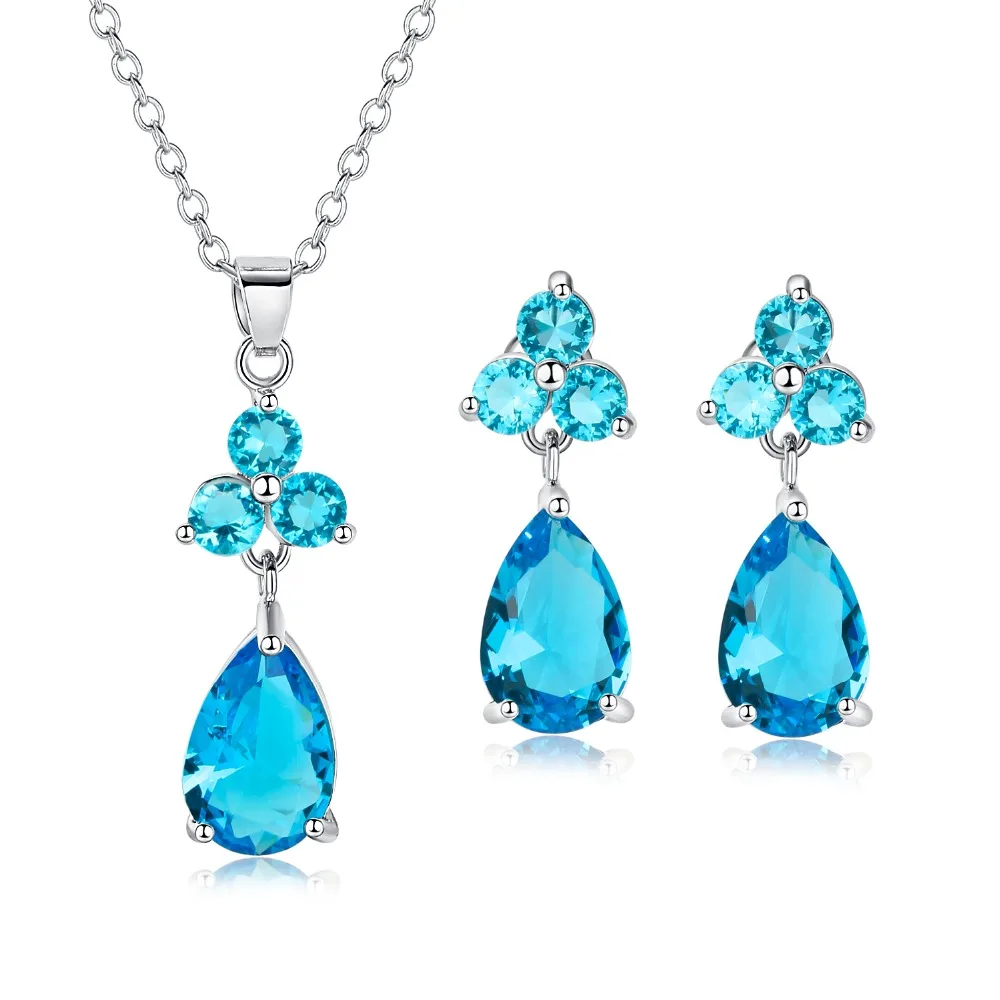 Trendy Crystal Water Drop Jewelry set For Women Bohemia Cubic zirconia Necklace Pendant Drop Earring Party Gift Free shipping
Trendy Crystal Water Drop Jewelry set For Women Bohemia Cubic zirconia Necklace Pendant Drop Earring Party Gift Free shipping