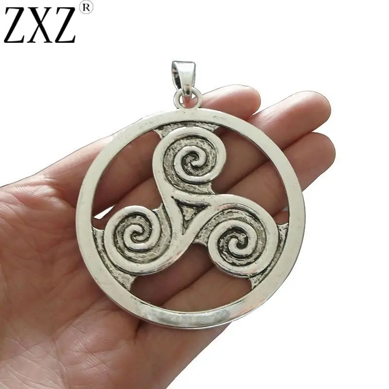 ZXZ 2pcs Large Antique Silver Tone Keltic Triskele Triskelion Triple Swirl Spiral Pendants for Necklace Jewelry Making Findings
ZXZ 2pcs Large Antique Silver Tone Keltic Triskele Triskelion Triple Swirl Spiral Pendants for Necklace Jewelry Making Findings