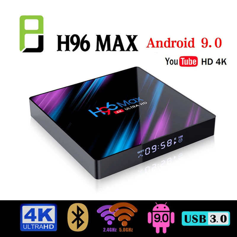 TV Box Android 9.0 Rockchip RK3318 4GB Ram 32GB/64GB USB3.0 H.265 WiFi 2.4G/5G H96 MAX Smart TV Box media player
TV Box Android 9.0 Rockchip RK3318 4GB Ram 32GB/64GB USB3.0 H.265 WiFi 2.4G/5G H96 MAX Smart TV Box media player
