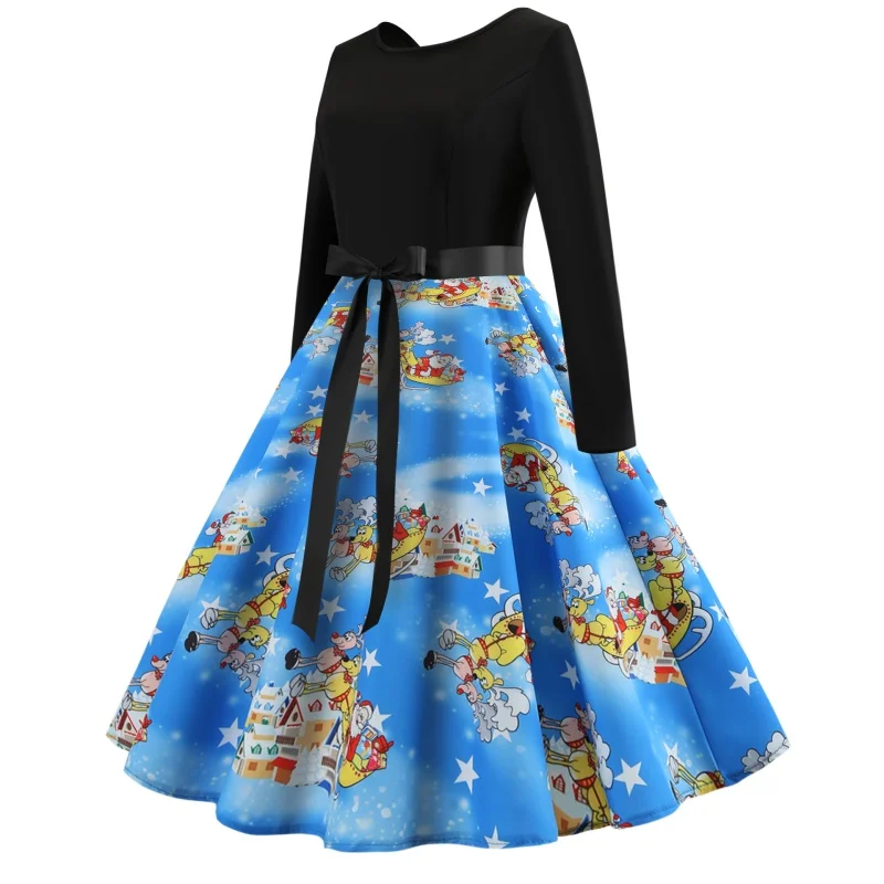 Autumn Fashion Women's Long Sleeve O-neck Print Vintage Big Dress Halloween Costume Knee-length Dress Halloween Dress
Autumn Fashion Women's Long Sleeve O-neck Print Vintage Big Dress Halloween Costume Knee-length Dress Halloween Dress