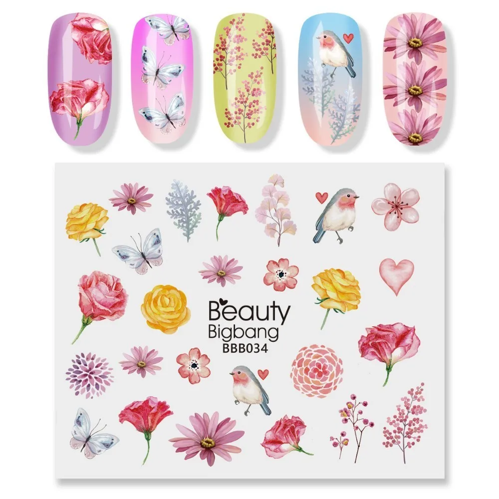 BEAUTYBIGBANG 1Pc Nail Sticker Flower Theme Rose Butterfly Bird Pattern Beauty Decoration Designs DIY Easy To Apply For Nail Art
BEAUTYBIGBANG 1Pc Nail Sticker Flower Theme Rose Butterfly Bird Pattern Beauty Decoration Designs DIY Easy To Apply For Nail Art