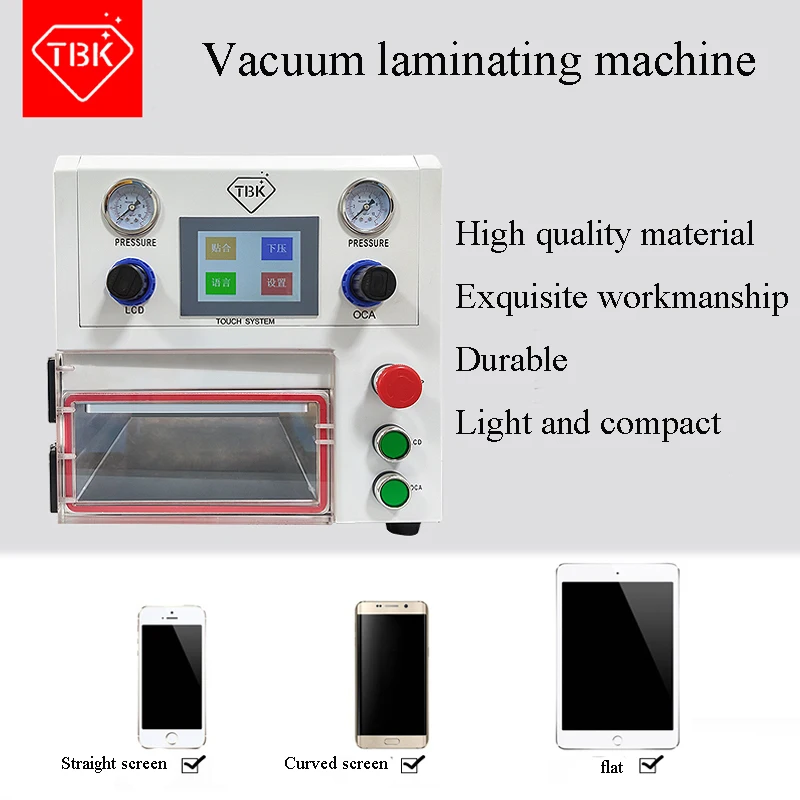 2019 New arrive 3 IN 1 TBK-108P OCA Lamination Machine Vacuum Laminating Machine for curved screen and straight screen and Pad
2019 New arrive 3 IN 1 TBK-108P OCA Lamination Machine Vacuum Laminating Machine for curved screen and straight screen and Pad