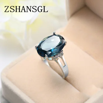 Fashion Women Jewelry Oval Dazzling Blue CZ Crystal 925 Sterling Silver Rings Size 6-10 Femme Jewelry Anillos Wholesale
Fashion Women Jewelry Oval Dazzling Blue CZ Crystal 925 Sterling Silver Rings Size 6-10 Femme Jewelry Anillos Wholesale