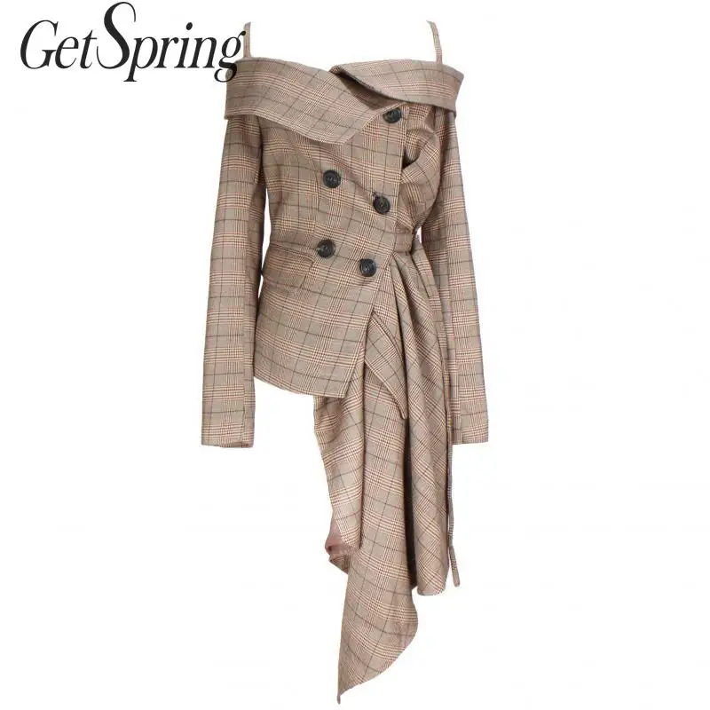 GETSPRING Women Coat Women Suit Coats Slash Neck Off Shoulder Plus Size Blazer Women Plaid Asymmetry Viuntage Long Blazers 2019
GETSPRING Women Coat Women Suit Coats Slash Neck Off Shoulder Plus Size Blazer Women Plaid Asymmetry Viuntage Long Blazers 2019