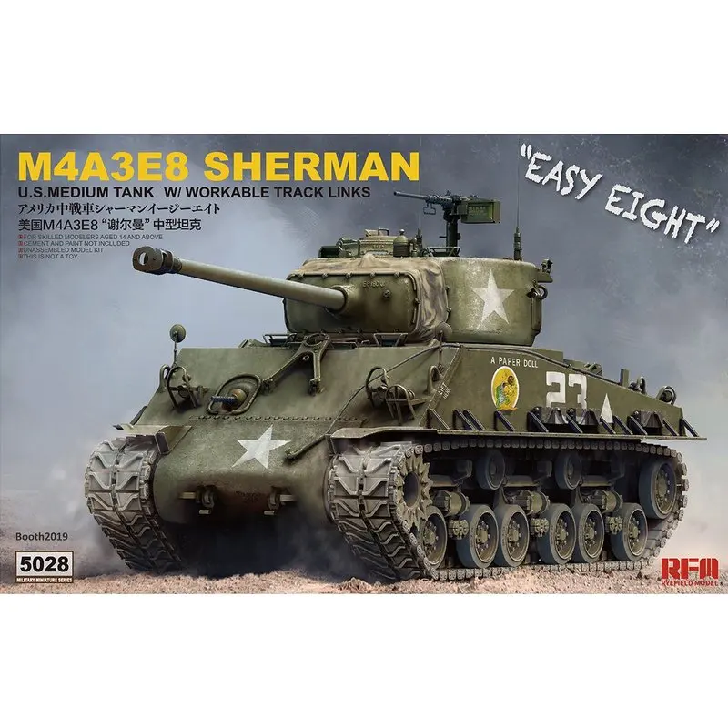 

Rye Field Model RFM RM-5028 1/35 M4A3E8 Sherman "EASY EIGHT" w/Workable Track Links & Torsion Bars - Scale model Kit
