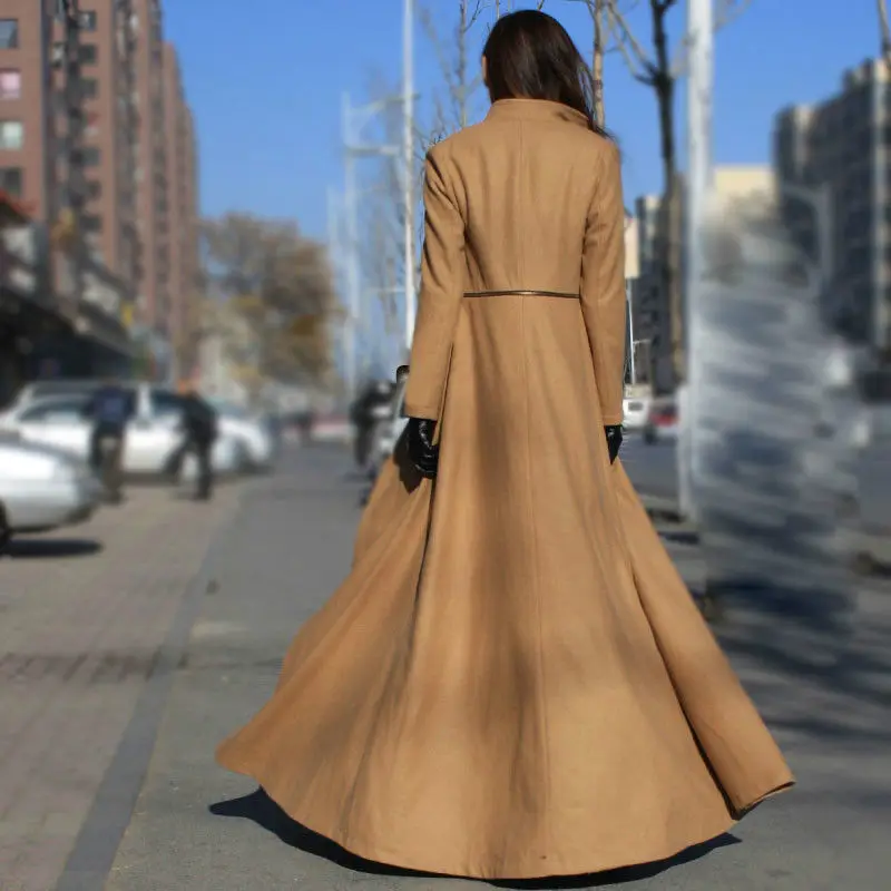 Winter Women Woolen Coats Streetwear Elegant Ladies Slim Long-sleeved Jakcet X-long Floor Blends Large Swing Coat Windbreaker
Winter Women Woolen Coats Streetwear Elegant Ladies Slim Long-sleeved Jakcet X-long Floor Blends Large Swing Coat Windbreaker