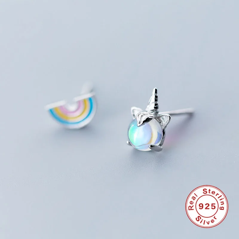 Asymmetric Earrings 925 Sterling Silver Rainbow Stud Earrings Unicorn Earrings For Girls Women Birthday Gifts plata de ley 925
Asymmetric Earrings 925 Sterling Silver Rainbow Stud Earrings Unicorn Earrings For Girls Women Birthday Gifts plata de ley 925