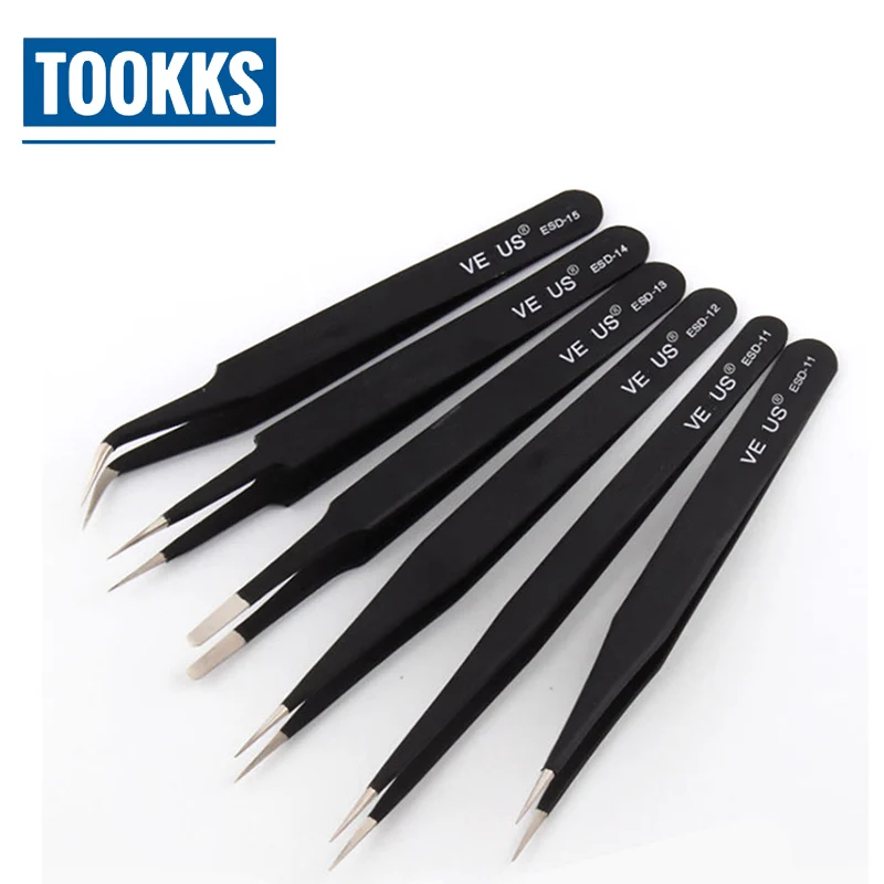 5 pcs /lot ESD Stainless Steel Tweezers Kit Anti-static Maintenance Hand Tools for Electronics Jewelry Phone Repairing
5 pcs /lot ESD Stainless Steel Tweezers Kit Anti-static Maintenance Hand Tools for Electronics Jewelry Phone Repairing