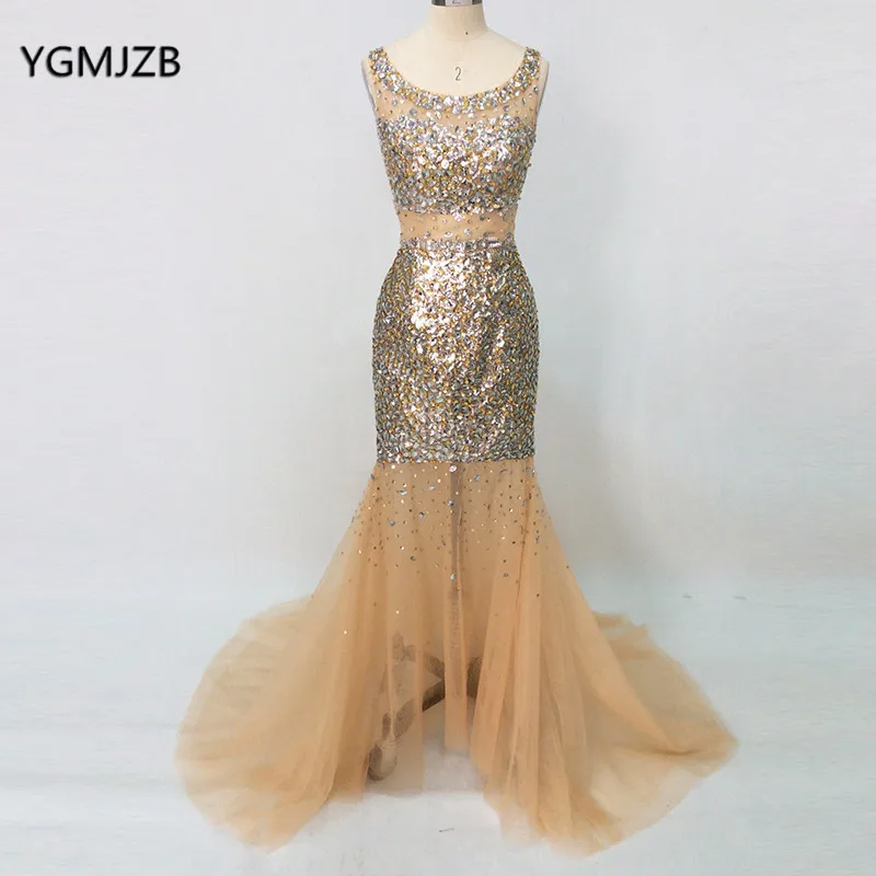 Real Photo Sexy Backless Long Evening Dress 2019 Mermaid Sparkly Beaded Crystal Champagne Women Formal Prom Dress Robe De Soiree
Real Photo Sexy Backless Long Evening Dress 2019 Mermaid Sparkly Beaded Crystal Champagne Women Formal Prom Dress Robe De Soiree