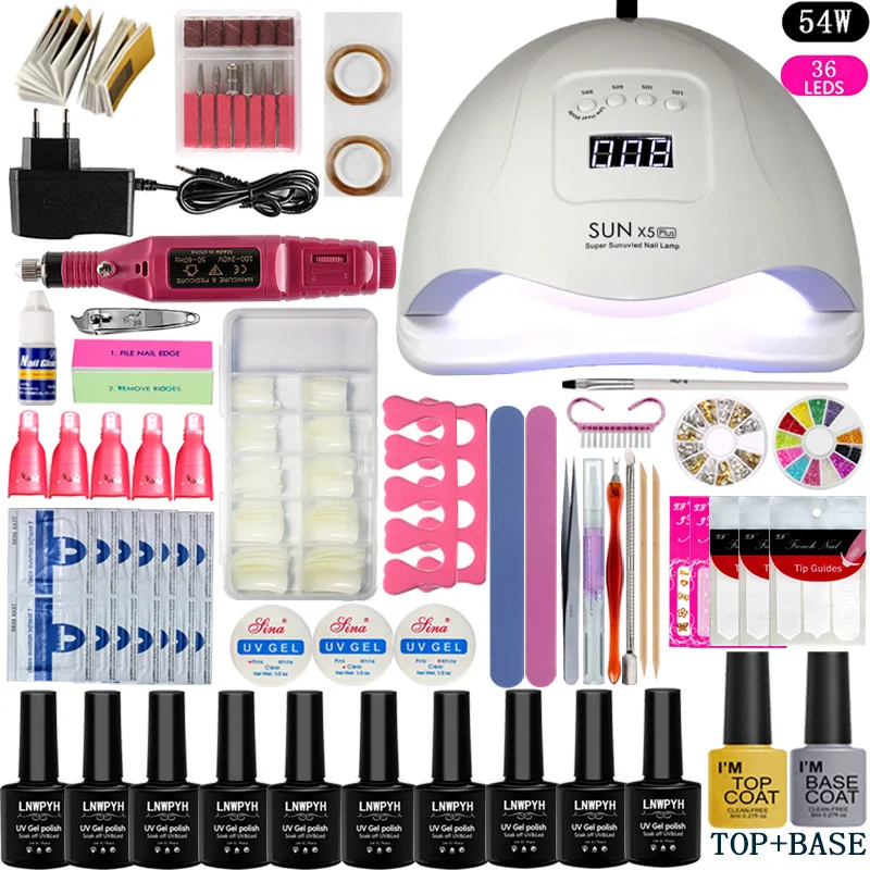 48w/54w/36w Uv Led LampManicure Set Choose 10 Colors Gel Polish Base Top Coat Nail Kits Electric Manicure Handle Nail Art Tool
48w/54w/36w Uv Led LampManicure Set Choose 10 Colors Gel Polish Base Top Coat Nail Kits Electric Manicure Handle Nail Art Tool