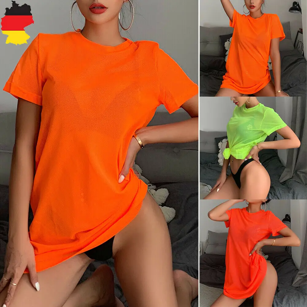Summer Short Sleeve Loose Fluorescent Orange Dress Women's Sheer Mesh See Through Swimwear Swimsuit Bathing suit Mini Dress
Summer Short Sleeve Loose Fluorescent Orange Dress Women's Sheer Mesh See Through Swimwear Swimsuit Bathing suit Mini Dress