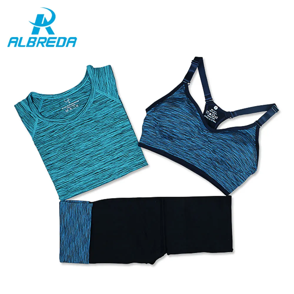 ALBREDA Women Sport Running Clothes Yoga Suit Summer Bra Set 3 Piece Female Short-sleeved pants Outdoor quick drying Sportswear
ALBREDA Women Sport Running Clothes Yoga Suit Summer Bra Set 3 Piece Female Short-sleeved pants Outdoor quick drying Sportswear