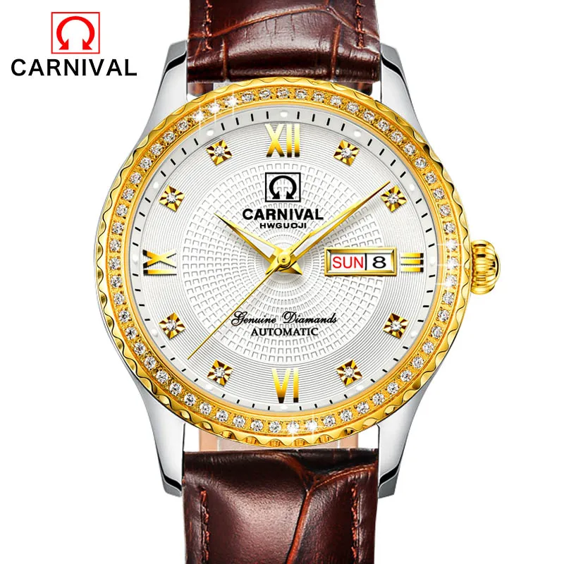 Carnival Automatic Mechanical Men's Watches Luxury Waterproof Watch Leather Wristwatch relogio masculino Luminous calendar 2017
Carnival Automatic Mechanical Men's Watches Luxury Waterproof Watch Leather Wristwatch relogio masculino Luminous calendar 2017
