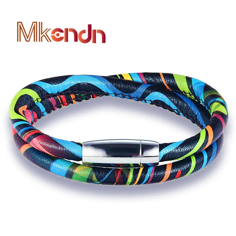 MKENDN New Fashion Rainbow Wrap Leather Bracelet Leisure Retro Multi-layer Chain Magnet Bracelet Ladies Men Charm Style Bracelet
MKENDN New Fashion Rainbow Wrap Leather Bracelet Leisure Retro Multi-layer Chain Magnet Bracelet Ladies Men Charm Style Bracelet