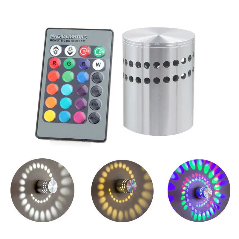 3W RGB LED Light Bulb Spiral Ceiling Wall Lamp Hallway Porch Remote Control Lamp