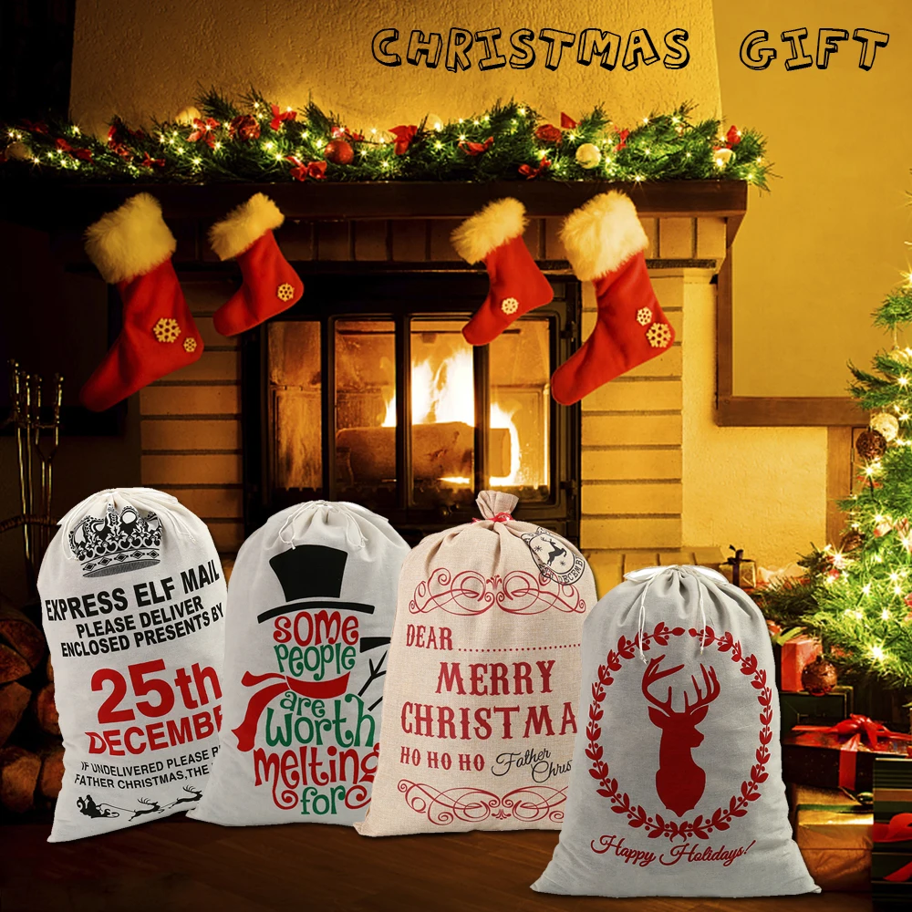 snowman crown printed drawstring festival christmas decoration