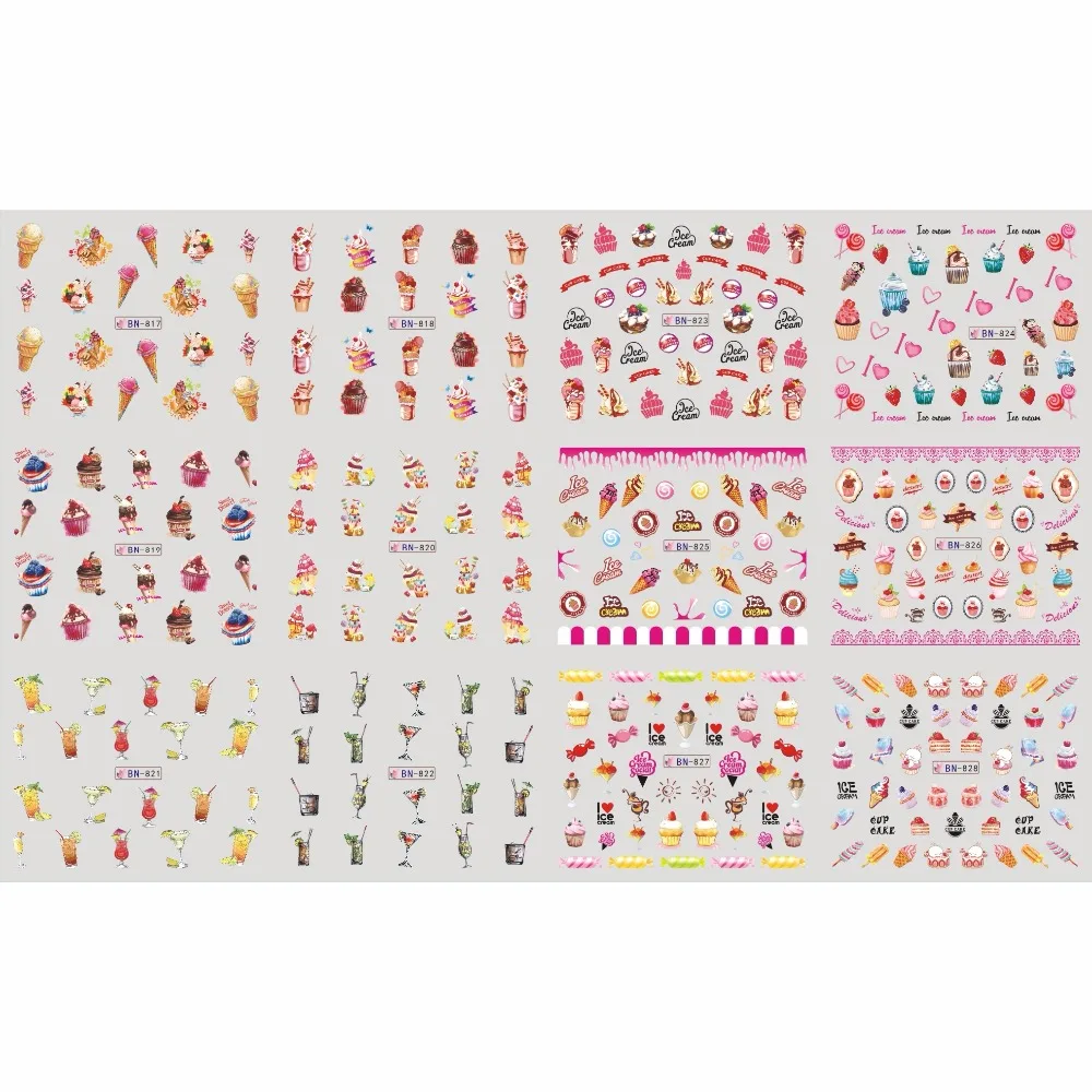 UPRETTEGO 12 PACKS / LOT NAIL ART BEAUTY WATER DECAL SLIDER NAIL STICKER CARTOON CAKE DESSERT SOFT DRINK ICE CREAM BN817-828
UPRETTEGO 12 PACKS / LOT NAIL ART BEAUTY WATER DECAL SLIDER NAIL STICKER CARTOON CAKE DESSERT SOFT DRINK ICE CREAM BN817-828