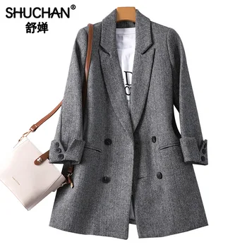 Shuchan Autumn Winter 2019 New Items Women's Jacket Blazer Feminino Double Breasted Pockets Casaco Feminino Long Jackets Women
Shuchan Autumn Winter 2019 New Items Women's Jacket Blazer Feminino Double Breasted Pockets Casaco Feminino Long Jackets Women