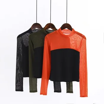 2020 Blusa Camisetas Spring Selling New Perspective Net Yarn Mixed Color Long-sleeved High Waist Lu Na T-shirt Female Slim Sexy
2020 Blusa Camisetas Spring Selling New Perspective Net Yarn Mixed Color Long-sleeved High Waist Lu Na T-shirt Female Slim Sexy