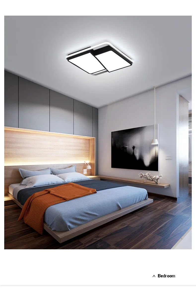 Black White Modern LED Chandelier Lighting For Living Dining Room Bedroom Acrylic Lustre Luminaria Lampadario Ceiling Chandeliers 7