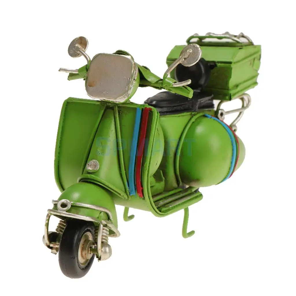 Vintage Motorcycle Model Handmade Mini Car Bar Decor Kids Gift Toy -Green