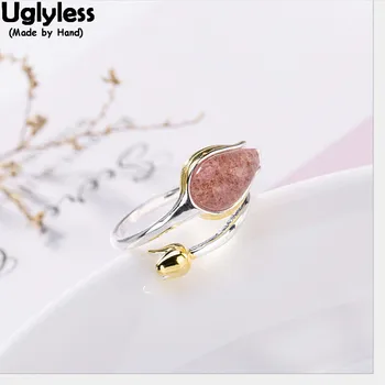 Uglyless 100% Real 925 Sterling Silver Handmade Tulip Open Rings for Women Strawberry Quartz Flower Ring Female Fine Jewelry
Uglyless 100% Real 925 Sterling Silver Handmade Tulip Open Rings for Women Strawberry Quartz Flower Ring Female Fine Jewelry