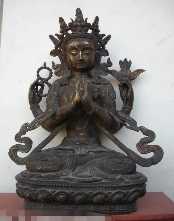 S03489 28.5"Tibet bronze four armed Kwan Yin Chenrezig Dragon Bodhisattva Buddha Statue (B0328)
S03489 28.5"Tibet bronze four armed Kwan Yin Chenrezig Dragon Bodhisattva Buddha Statue (B0328)