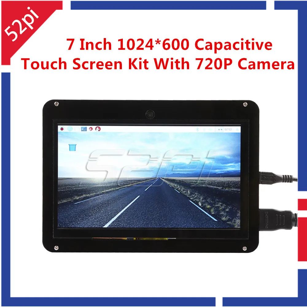 

52Pi Free Driver 7 Inch 1024x600 Capacitive Touch Screen Display Kit with 720P Camera for Raspberry Pi/Windows/Beaglebone Black